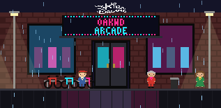 OAKWD Arcade: Eingang bei Nacht